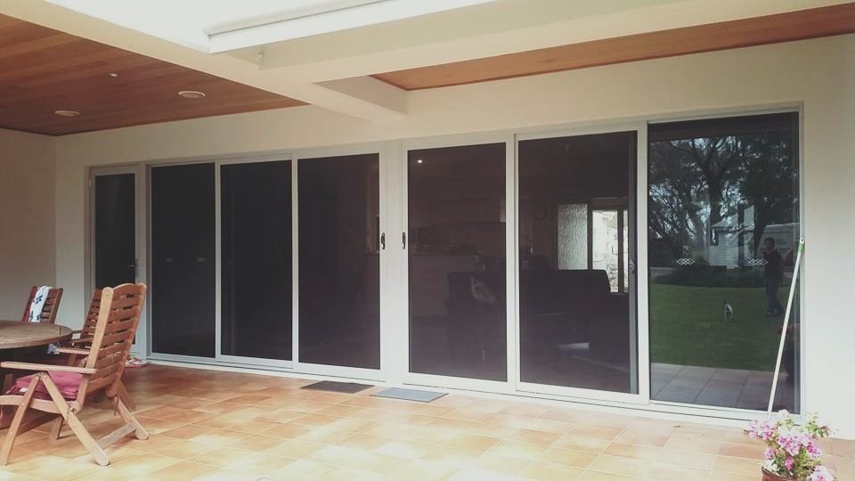 Security screens across a patio